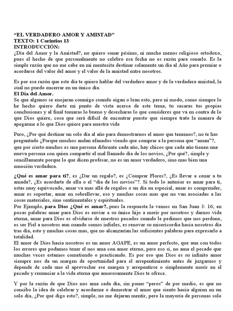 El Verdadero Amor y Amistad | PDF | Amor | Dios