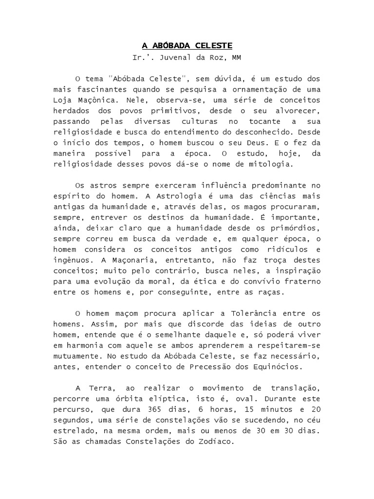 Simbolismo da Abóbada Celeste Maçônica | PDF | Zodíaco | Constelação