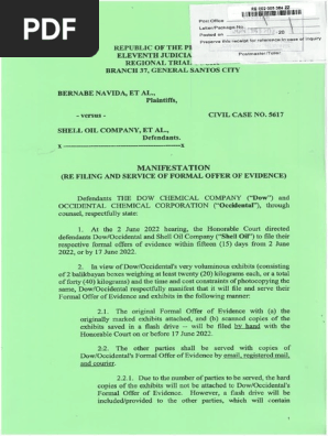 Civil Case No. 5617 - Manifestation (re Filing and Service of Formal Offer of Evidence) dated 15 June 2022