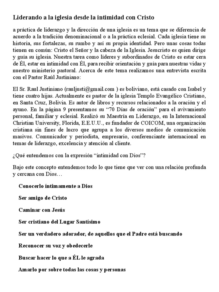 Liderazgo desde la Intimidad con Cristo | PDF | Jesús | Iglesia cristiana