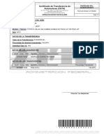 CETA para transferencia de camioneta Toyota Hilux 2012 entre particulares