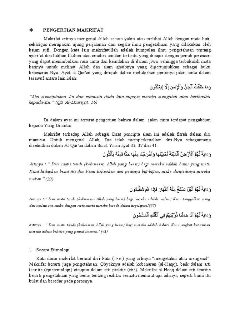 Pengertian dan Makrifat dalam Tasawuf | PDF