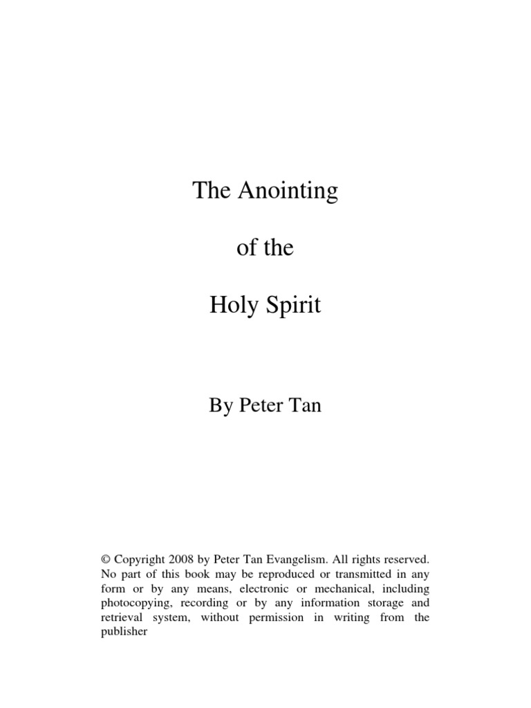 The Anointing of The Holy Spirit | PDF | Spiritual Gift | Acts Of The ...