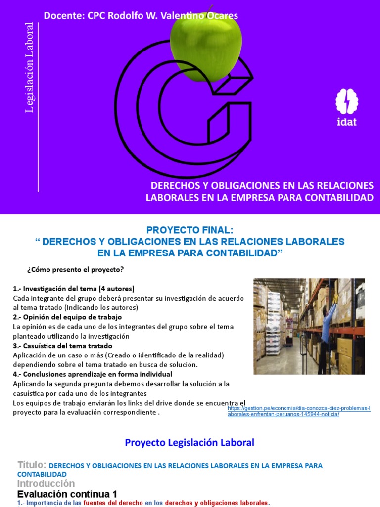 Derechos y obligaciones laborales en la empresa de contabilidad | PDF