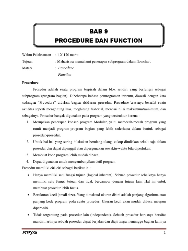 Prosedur dan Fungsi dalam Pemrograman Java | PDF