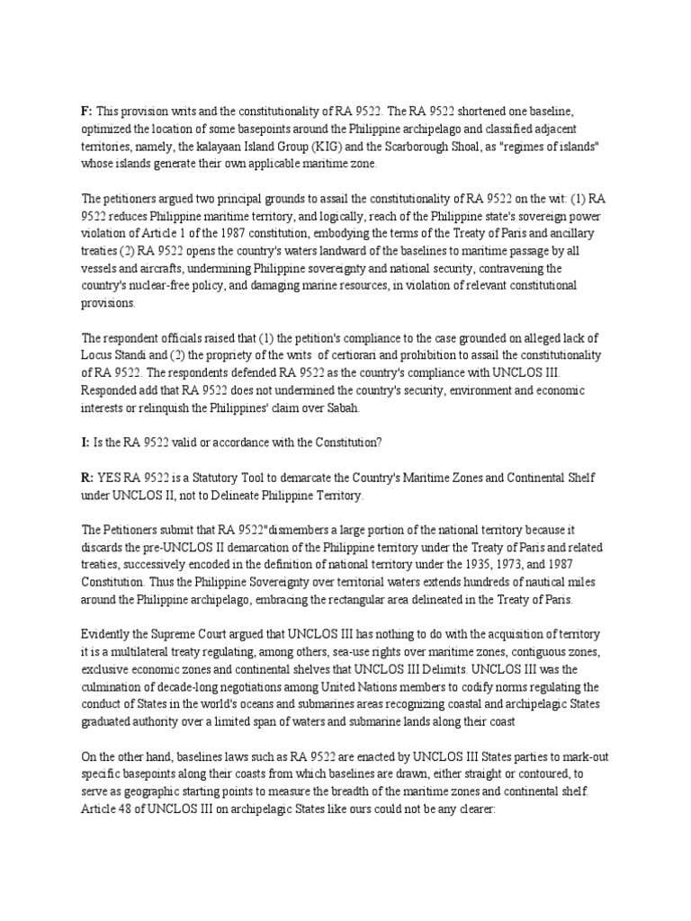 RA 9522 Is a Statutory Tool to Demarcate the Philippines' Maritime