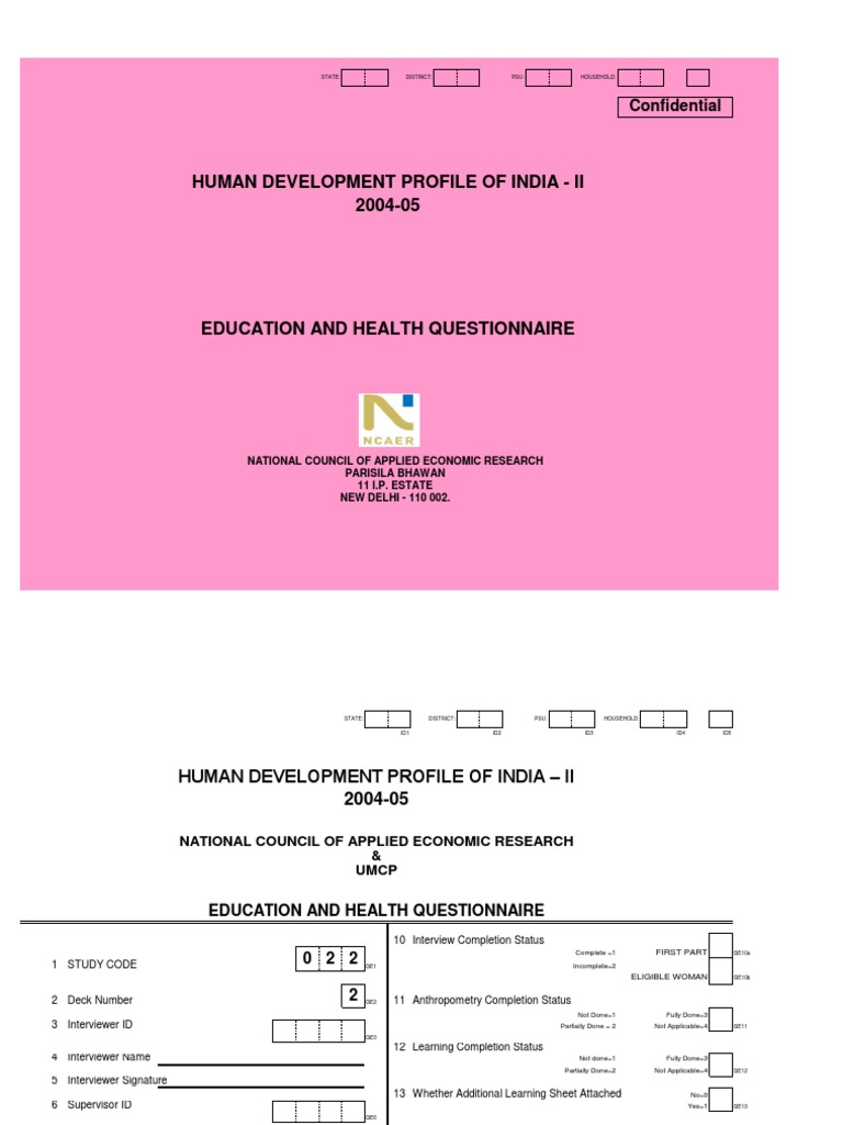 Education, Health and Gender EQUALITY Questionnaire PDF Toilet Stove