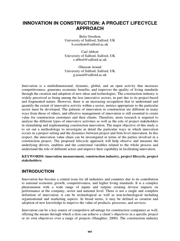 Construction Innovation Lifecycle | PDF | Innovation | Supply Chain
