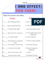 Cause and Effect Worksheet Match Them