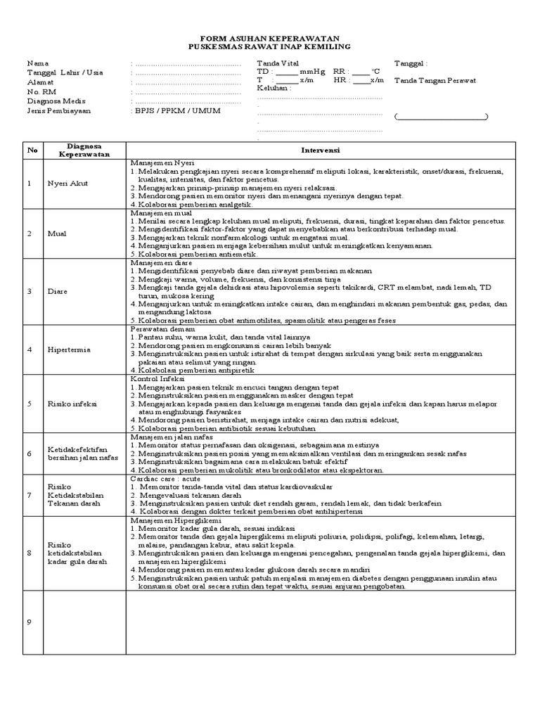 Form Asuhan Keperawatan Pdf