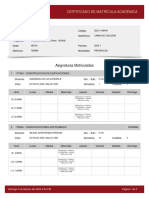 Certificado de Matrícula Académica: Asignaturas Matriculadas