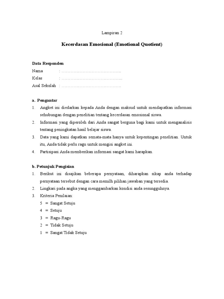 Instrumen Kecerdasan Emosional | PDF | Pengembangan Diri
