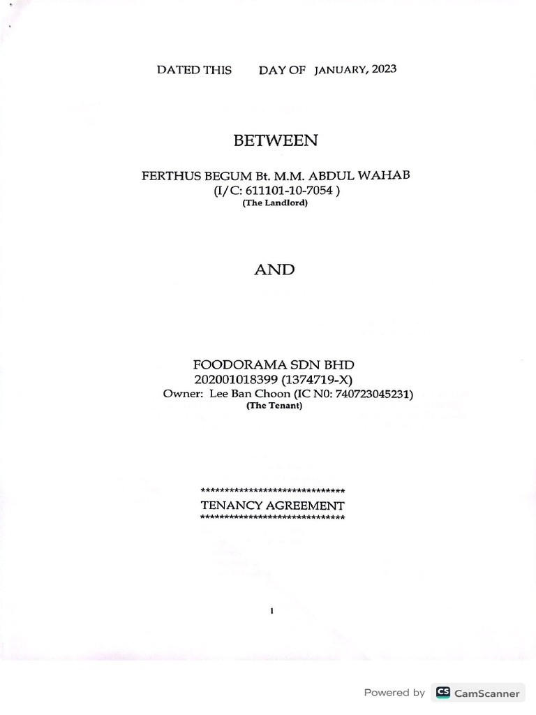 Tenancy Agreement Pdf