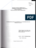 Indexacion Judicial en Venezuela y Su Incidencia en La Deudas de Valor