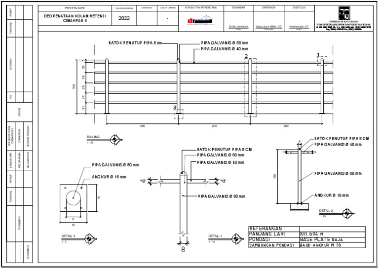 Detail Railing dan Kolam Retensi | PDF