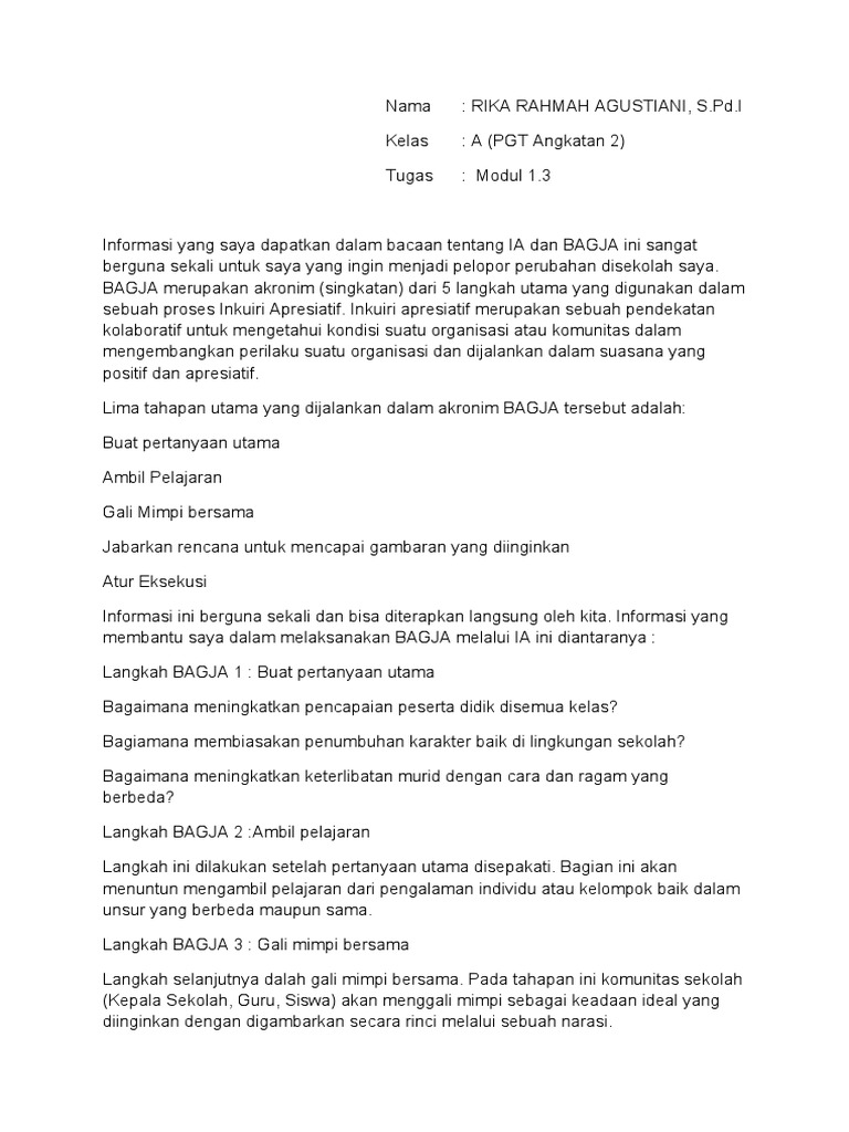 Penerapan BAGJA dalam Inkuiri Apresiatif | PDF