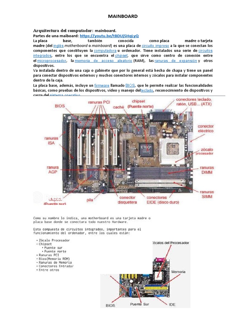 Partes y Funciones de la Mainboard | PDF | Hardware de la computadora ...