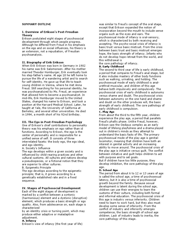 Erik Erikson | PDF | Id | Psychoanalysis