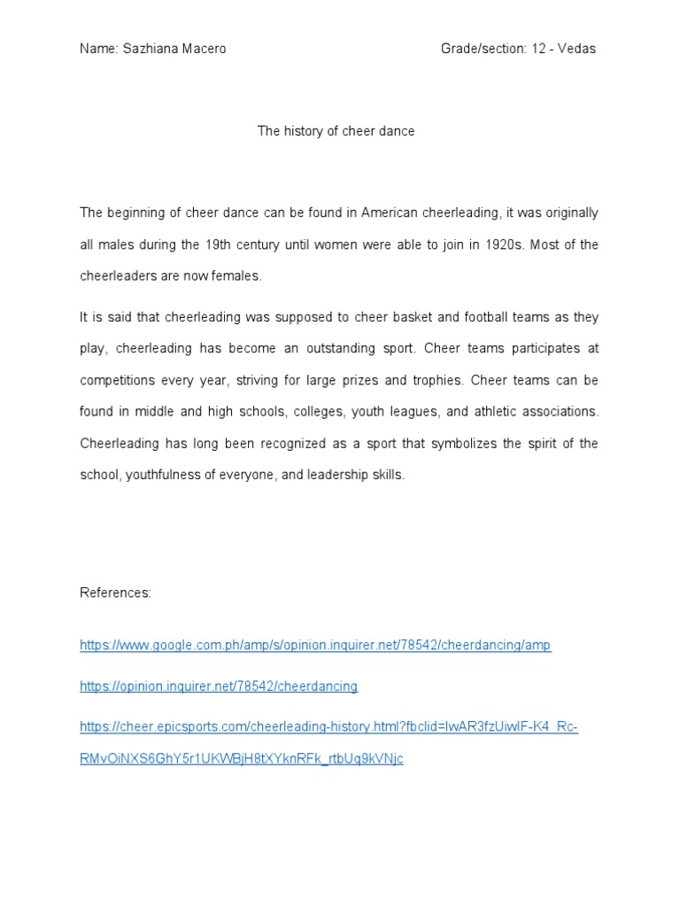 The History of Cheer Dance PDF