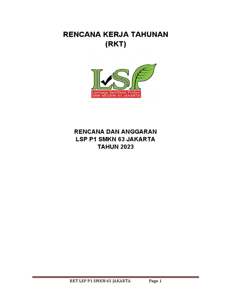 Rencana Kerja Tahunan Rkt Pdf