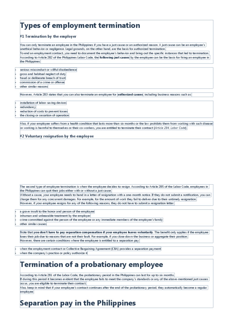 Types of Employment Termination | PDF | Employment | Labour Law