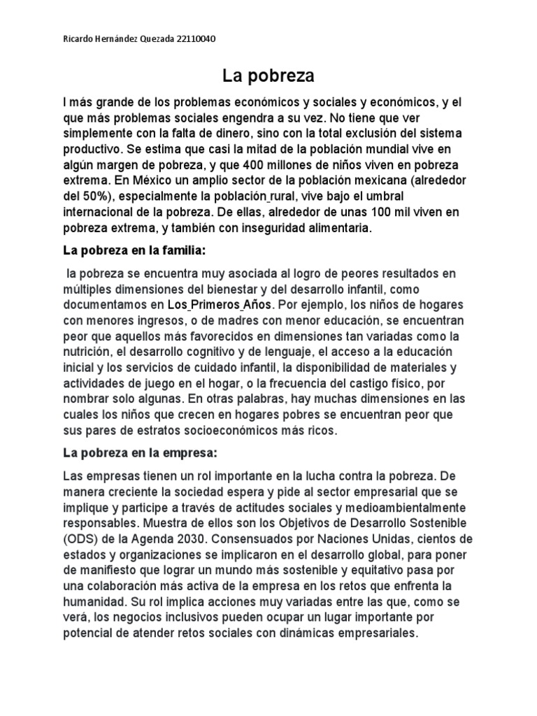 La pobreza: causas y soluciones globales | PDF | Pobreza | Pobreza e ...