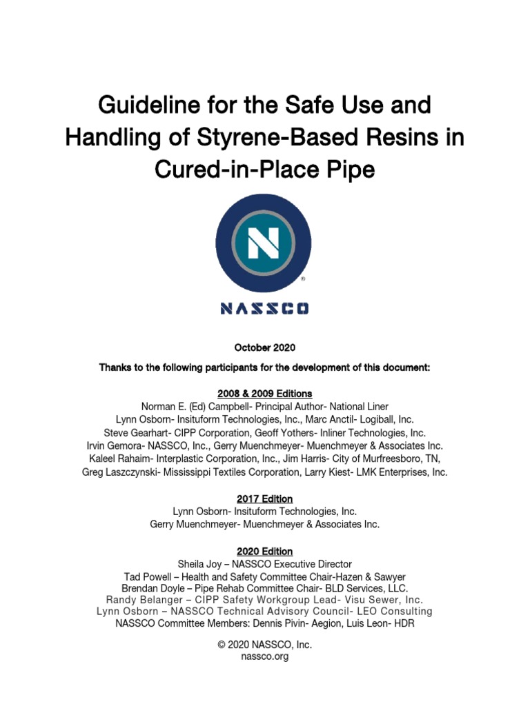 Safe Handling and Use of Styrene Specification Guideline 2020 PDF