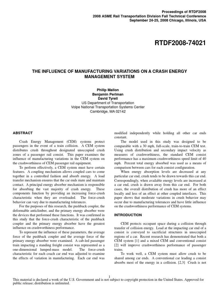 The Influence of Manufacturing Variations on a Crash Energy Management