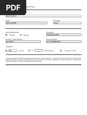 Direct Deposit Form