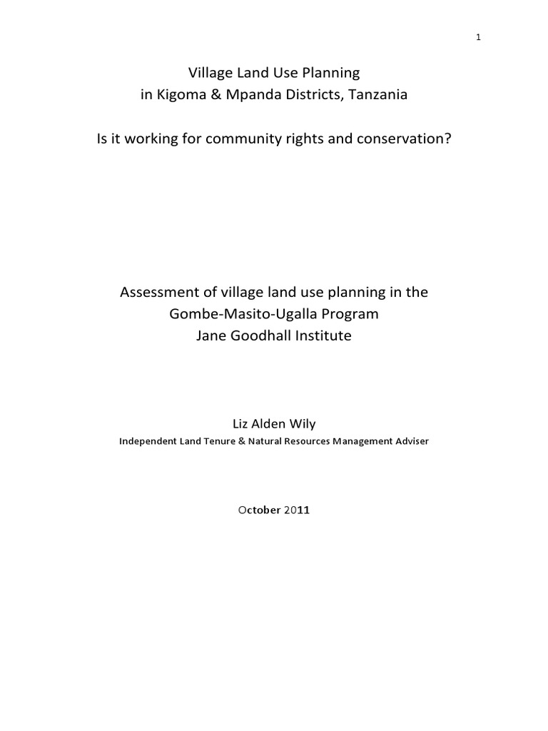Village Land Use Planning in Kigoma & Mpanda Districts, Tanzania Is It Working For Community