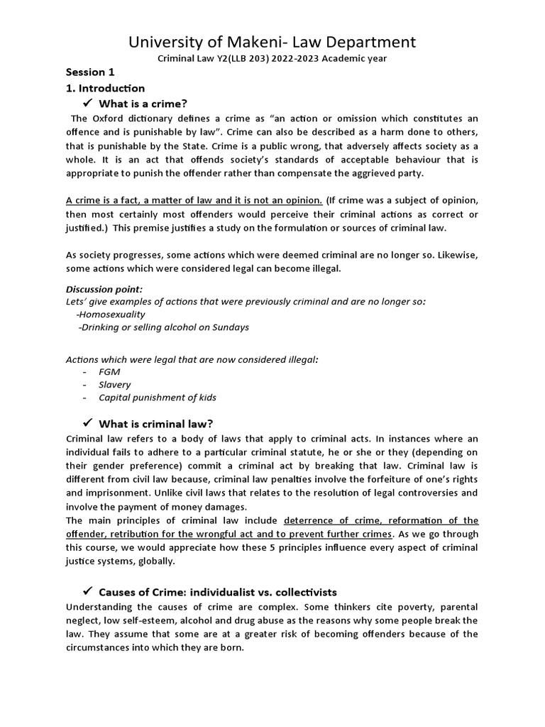 Overview of Criminal Law Concepts | PDF | Crimes | Crime & Violence