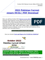 October 2022 Pakistan Current Affairs MCQs in PDF Download