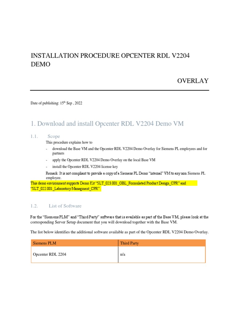 Opcenter RDL V2204 Demo Installation Guide | PDF | Virtual Machine ...