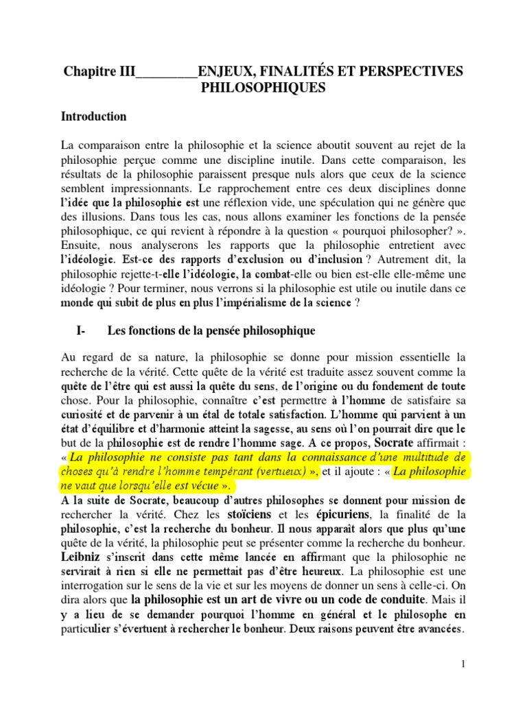 Enjeux et finalités de la philosophie | PDF | Science | Vérité