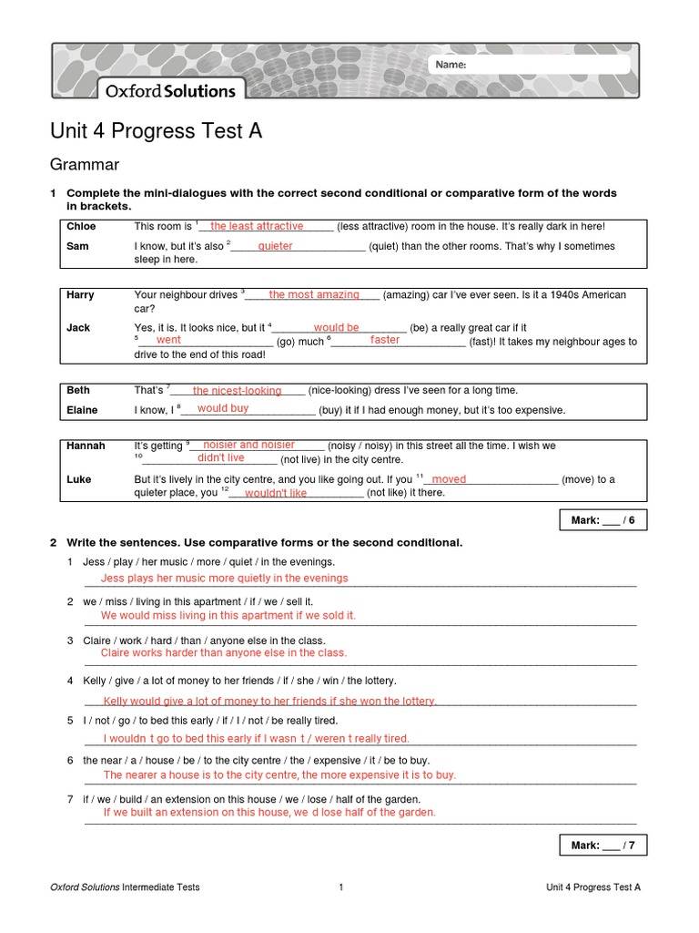 Unit 4 Progress Test Overview | PDF