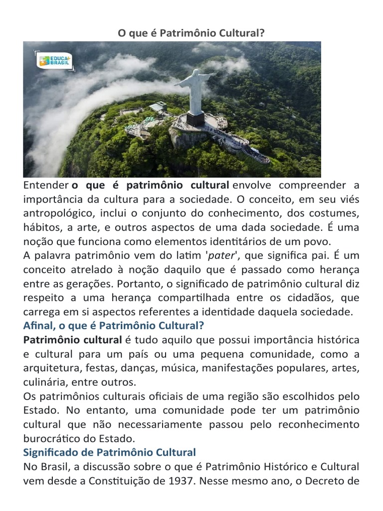 Definição de Patrimônio Cultural | PDF | Herança cultural