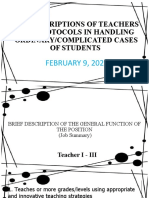 Job Descriptions of Teachers and Protocols in Handling