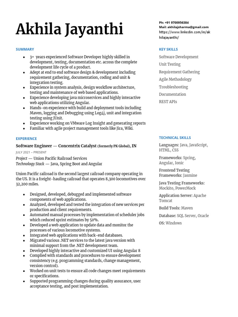 Software Developer with Java & Angular Expertise | PDF | Web ...