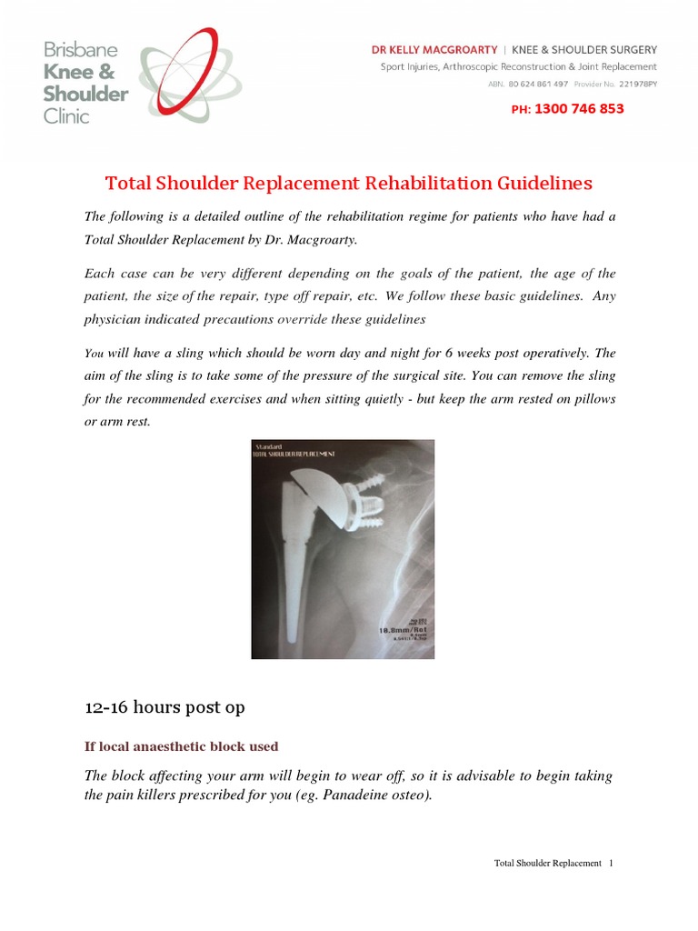 Total Shoulder Replacement Rehab Guide | PDF | Anatomical Terms Of ...