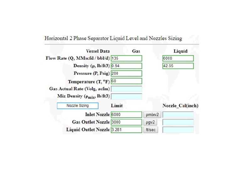 Nozzles Sizing For Separator PDF