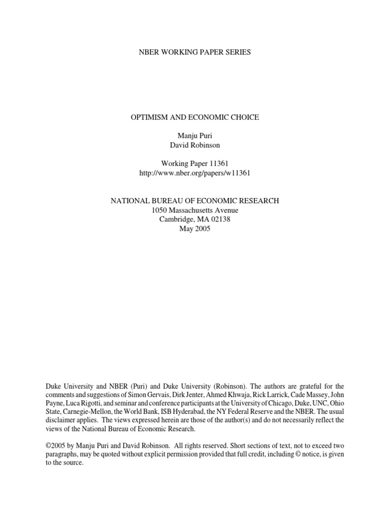 Nber Working Paper Series Pdf Optimism Errors And Residuals