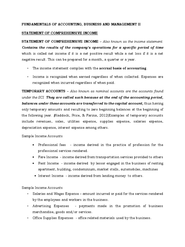 Statement of Comprehensive Income | PDF | Expense | Revenue