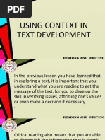 Using Context in Text Development