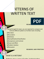 RW Week 1 Patterns of Written Text