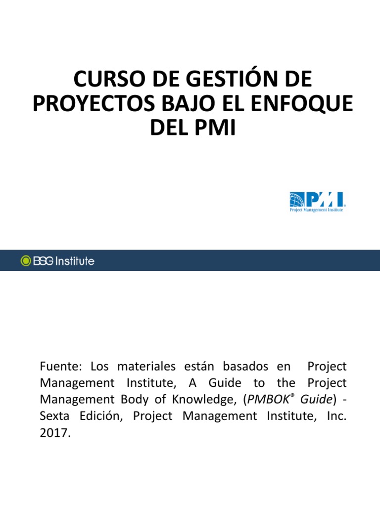 Curso de Gestión de Proyectos Bajo El Enfoque Del Pmi | PDF | Calidad ...