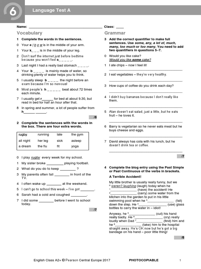 ECA2plus Tests Language Test 6A | PDF | Linguistics
