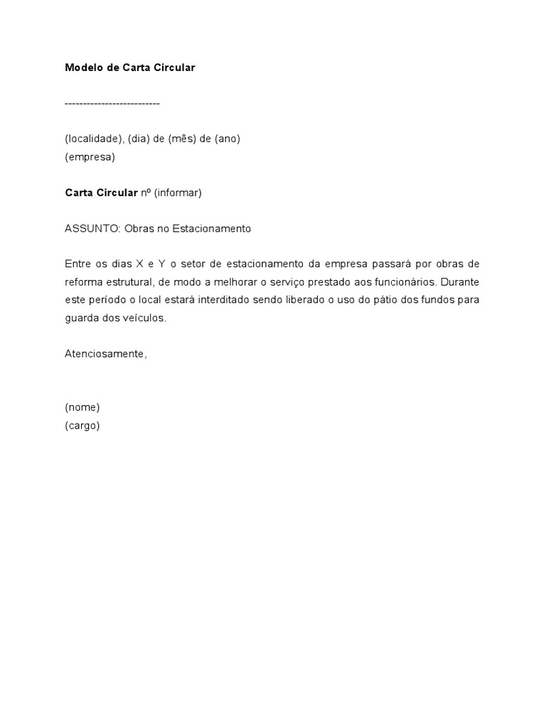 Ejemplo De Circularejemplo De Carta Circular