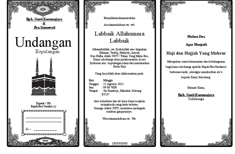 Undangan Syukuran Haji | PDF