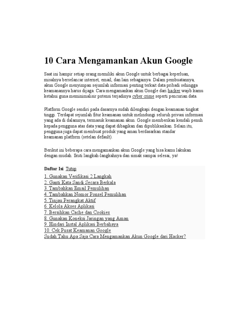 10 cara mengamankan akun google pdf