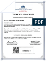 Certificado Bachillerato República Dominicana
